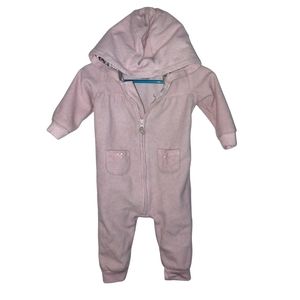 Carter's One Piece Snuggie Fleece Suit with Floral Hood Bear on Back 9 months
